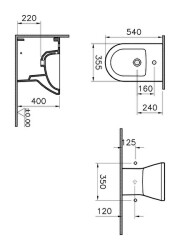 VitrA Integra Yerden bide 7039L003-0290 Duvara tam dayalı - 54 cm - tek armatür delikli - su taşma delikli - yanlardan delikli - beyaz - 2