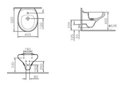 VitrA İstanbul Asma bide 4516B403-1599 Gizli montajlı - 52 cm - tek armatür delikli - su taşma deliksiz - yanlardan deliksiz - Clean - beyaz - 4