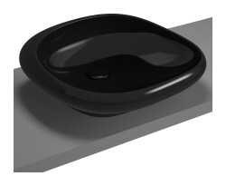 VitrA İstanbul Çanak lavabo 4520B470-0016 Dikdörtgen - 55x52 cm - armatür deliksiz - su taşma deliksiz - Clean - siyah