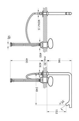 VitrA Istanbul Lavabo Bataryası A42304 2 Delikli - Krom - 4