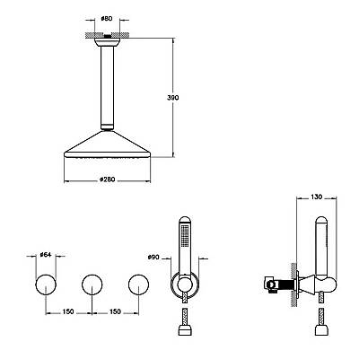 VitrA Liquid Ankastre Duş Seti A4277739 Parlak Siyah - 2