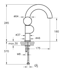 VitrA Liquid Lavabo Bataryası A42755 Soldan Kullanım - Krom - 2