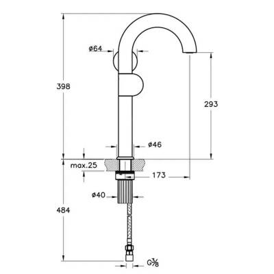 VitrA Liquid Lavabo Bataryası A4279139 Yüksek - Sağdan Kullanım - Parlak Siyah - 2
