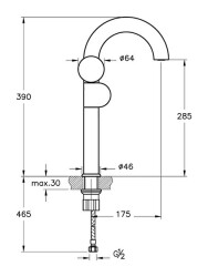 VitrA Liquid Lavabo Bataryası A4279439 Yüksek - Soldan Kullanım - Parlak Siyah - 2