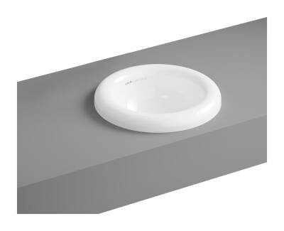 VitrA Liquid Tezgahüstü lavabo 7311B403-0016 Yuvarlak - kompakt - 40x40 cm - armatür deliksiz - su taşma deliksiz - Clean - beyaz - 1