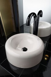 VitrA Liquid Tezgahüstü lavabo 7311B403-0016 Yuvarlak - kompakt - 40x40 cm - armatür deliksiz - su taşma deliksiz - Clean - beyaz - 3