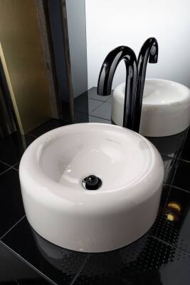 VitrA Liquid Tezgahüstü lavabo 7311B403-0016 Yuvarlak - kompakt - 40x40 cm - armatür deliksiz - su taşma deliksiz - Clean - beyaz - 3