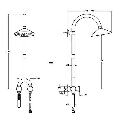 VitrA Liquid Tom Dixon Termostatik Duş Sistemi A4721939 Parlak Siyah - 2