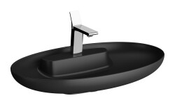 VitrA Memoria Çanak Lavabo 5881B483-0563 Oval - 75x47 cm - Tek Armatür Delikli - Su Taşma Deliksiz - Clean - Mat Siyah - 1