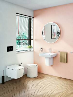 VitrA Metropole Lavabo 5661B003-0001 Dikdörtgen - kompakt - 50x46 cm - tek armatür delikli - su taşma delikli - beyaz - 2