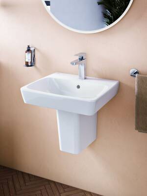 VitrA Metropole Lavabo 5661B003-0001 Dikdörtgen - kompakt - 50x46 cm - tek armatür delikli - su taşma delikli - beyaz - 3