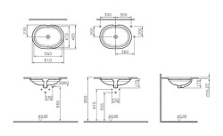 VitrA Metropole Tezgahaltı lavabo 7011B003-5300 Oval - 60x47 cm - Autoclean - temassız - armatür deliksiz - su taşma delikli - Fresh - beyaz - 3