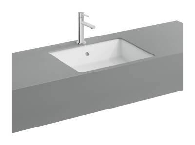 VitrA Nuo Tezgahaltı lavabo 7436B003-1082 Dikdörtgen - kompakt - 50x38 cm - armatür deliksiz - su taşma delikli - beyaz - 1