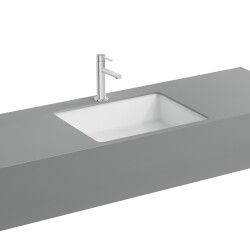 VitrA Nuo Tezgahaltı lavabo 7436B003-1083 Dikdörtgen - kompakt - 50x38 cm - armatür deliksiz - su taşma deliksiz - beyaz