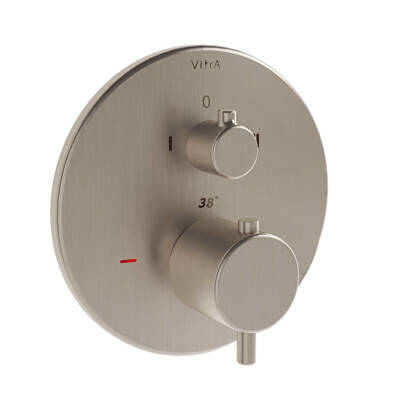 VitrA Origin Ankastre Termostatik Banyo Bataryası A4267134 V-Box Sıva Üstü Grubu - Fırçalı Nikel - 1