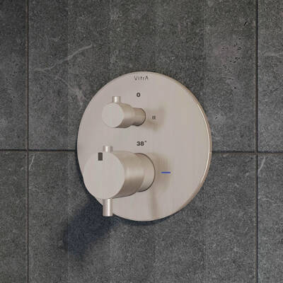 VitrA Origin Ankastre Termostatik Banyo Bataryası A4267134 V-Box Sıva Üstü Grubu - Fırçalı Nikel - 3