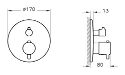 VitrA Origin Ankastre Termostatik Duş Bataryası A42672 V-Box Sıva Üstü Grubu - Krom - 2