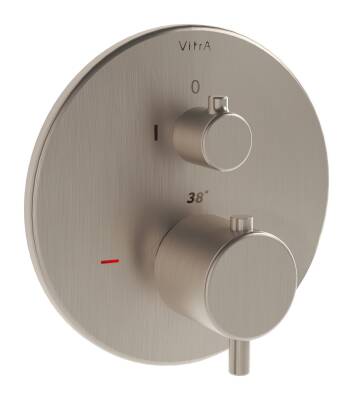 VitrA Origin Ankastre Termostatik Duş Bataryası A4267234 V-Box Sıva Üstü Grubu - Fırçalı Nikel - 1
