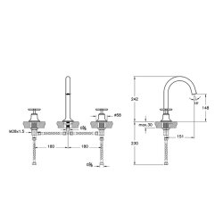 VitrA Origin Classic 3 Delikli Lavabo Bataryası A4289125, Fırçalı Altın - 2