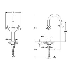 VitrA Origin Classic Çanak Lavabo Bataryası Çift Kumandalı A42886 - 2