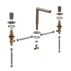 VitrA Origin Lavabo Bataryası A4258334 3 Delikli - Fırçalı Nikel - 2