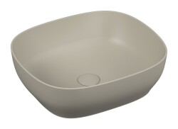 VitrA Outline Çanak lavabo 5994B420-0016 Dikdörtgen - kompakt - 45x41 cm - armatür deliksiz - su taşma deliksiz - Clean - mat bej 