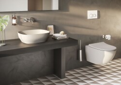 VitrA Outline Çanak lavabo 5994B420-0016 Dikdörtgen - kompakt - 45x41 cm - armatür deliksiz - su taşma deliksiz - Clean - mat bej - 2