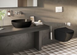 VitrA Outline Çanak lavabo 5994B483-0016 Dikdörtgen - kompakt - 45x41 cm - armatür deliksiz - su taşma deliksiz - Clean - mat siyah - 2