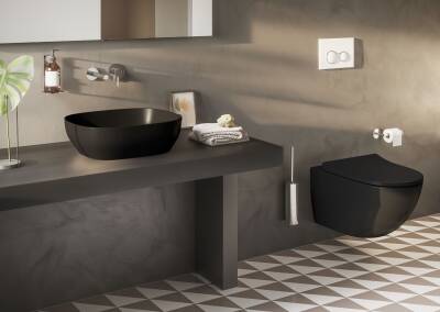 VitrA Outline Çanak lavabo 5994B483-0016 Dikdörtgen - kompakt - 45x41 cm - armatür deliksiz - su taşma deliksiz - Clean - mat siyah - 2