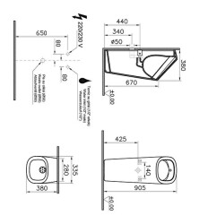 VitrA Plural 7809B001-5331 Rim-ex - temassız - arkadan su girişli - titreşimli elektrikli - mat beyaz