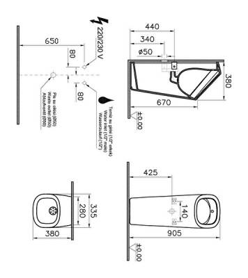 VitrA Plural 7809B003-5331 Rim-ex - temassız - arkadan su girişli - titreşimli elektrikli - beyaz - 1