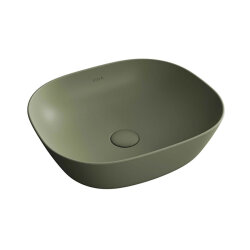 VitrA Plural Çanak Lavabo 7810B475-0016 Oval - Kompakt - 45x38 cm - Armatür Deliksiz - Su Taşma Deliksiz - Clean - Mat Yosun Yeşili 