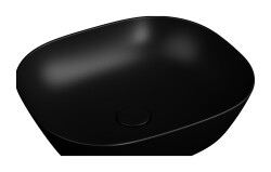 VitrA Plural Çanak lavabo 7810B483-0016 Oval - kompakt - 45x38 cm - armatür deliksiz - su taşma deliksiz - Clean - mat siyah