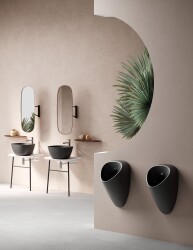 VitrA Plural Çanak lavabo 7811B483-0016 Oval - kompakt - 45x38 cm - armatür deliksiz - su taşma deliksiz - Clean - mat siyah - 2