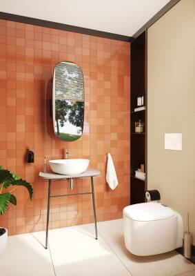 VitrA Plural Çanak lavabo 7812B401-0016 Üçgen - kompakt - 45x40 cm - armatür deliksiz - su taşma deliksiz - Clean - mat beyaz - 2