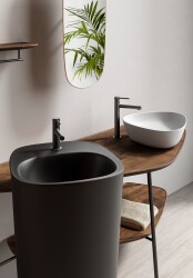 VitrA Plural Çanak lavabo 7812B401-0016 Üçgen - kompakt - 45x40 cm - armatür deliksiz - su taşma deliksiz - Clean - mat beyaz - 3