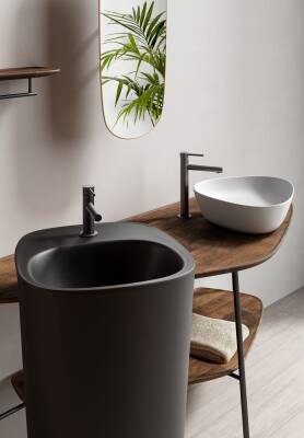 VitrA Plural Çanak lavabo 7812B401-0016 Üçgen - kompakt - 45x40 cm - armatür deliksiz - su taşma deliksiz - Clean - mat beyaz - 3