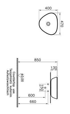 VitrA Plural Çanak lavabo 7812B420-0016 Üçgen - kompakt - 45x40 cm - armatür deliksiz - su taşma deliksiz - Clean - mat bej - 3