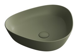 VitrA Plural Çanak lavabo 7812B475-0016 Üçgen - kompakt - 45x40 cm - armatür deliksiz - su taşma deliksiz - Clean - mat yosun yeşili
