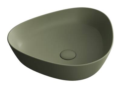 VitrA Plural Çanak lavabo 7812B475-0016 Üçgen - kompakt - 45x40 cm - armatür deliksiz - su taşma deliksiz - Clean - mat yosun yeşili - 1