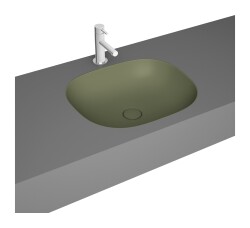 VitrA Plural Tezgahaltı lavabo 7810B475-1083 Oval - kompakt - 45x38 cm - armatür deliksiz - su taşma deliksiz - Clean - mat yosun yeşili