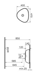 VitrA Plural Tezgahaltı lavabo 7812B420-1083 Üçgen - kompakt - 45x40 cm - armatür deliksiz - su taşma deliksiz - Clean - mat bej