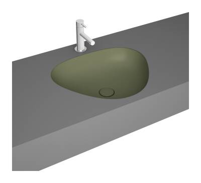 VitrA Plural Tezgahaltı lavabo 7812B475-1083 Üçgen - kompakt - 45x40 cm - armatür deliksiz - su taşma deliksiz - Clean - mat yosun yeşili - 1