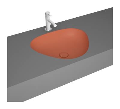 VitrA Plural Tezgahaltı lavabo 7812B477-1083 Üçgen - kompakt - 45x40 cm - armatür deliksiz - su taşma deliksiz - Clean - mat terra rosa - 1