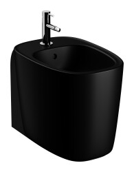 VitrA Plural Yerden bide 7816B483-0288 Duvara tam dayalı - 55 cm - tek armatür delikli - su taşma delikli - yanlardan deliksiz - Clean - mat siyah