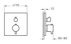 Artema Root Square Ankastre Termostatik Duş Bataryası A4266923 V-Box Sıva Üstü Grubu - Altın - 2