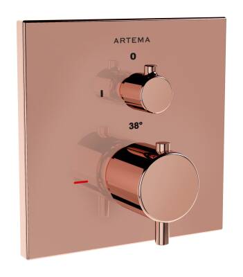 Artema Root Square Ankastre Termostatik Duş Bataryası A4266926 V-Box Sıva Üstü Grubu - Bakır - 1