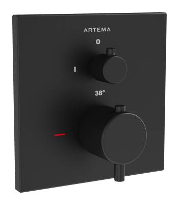 Artema Root Square Ankastre Termostatik Duş Bataryası A4266936 V-Box Sıva Üstü Grubu - Mat Siyah - 1