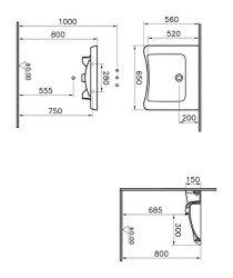 VitrA S20 Lavabo 5291L003-0016 Özel ihtiyaç - 65x56 cm - armatür deliksiz - su taşma deliksiz - beyaz - 2