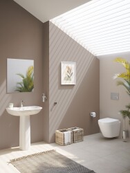 VitrA S20 Lavabo 5504L003-0001 Oval - 65x47 cm - tek armatür delikli - su taşma delikli - beyaz - 2
